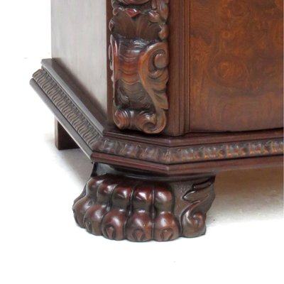 19th Century Burr Walnut Wardrobe with Big Lion Feet, 1890s-UBE-1417671