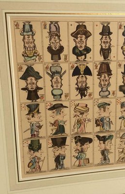 19th Century Caricature Playing Cards in Frame-UCH-1224732