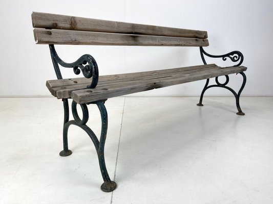 19th Century Cast Iron and Wood Bench-TZ-1364727