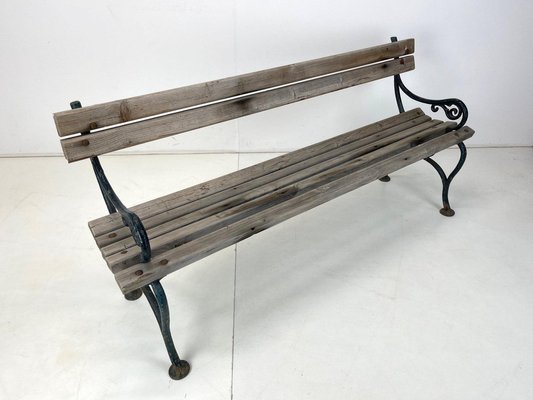 19th Century Cast Iron and Wood Bench-TZ-1364727