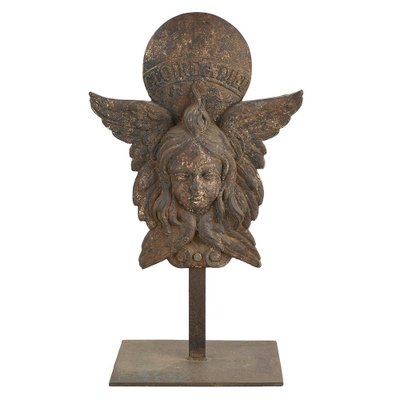 19th Century Cast Iron Angel on Base-NQ-1787236