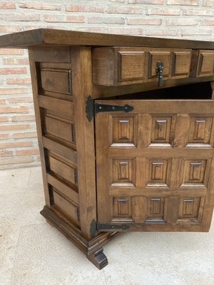 19th Century Catalan Spanish Baroque Credenza or Buffet with Two Drawers in Carved Walnut-NOU-962100