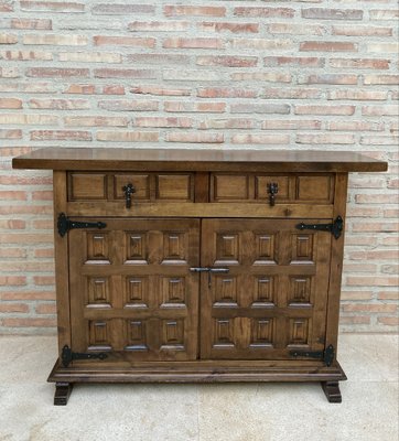 19th Century Catalan Spanish Baroque Credenza or Buffet with Two Drawers in Carved Walnut-NOU-962100