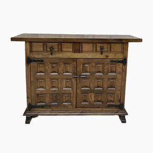 19th Century Catalan Spanish Baroque Credenza or Buffet with Two Drawers in Carved Walnut-NOU-962100