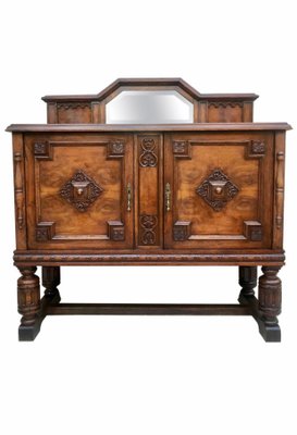 19th Century Catalan Spanish Buffet with 2 Doors and Mirror Crest-NOU-1076356