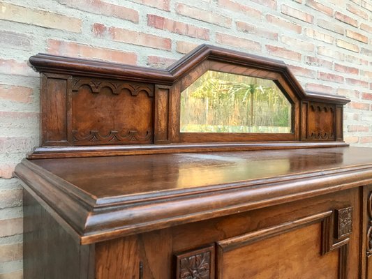 19th Century Catalan Spanish Buffet with 2 Doors and Mirror Crest-NOU-1076356