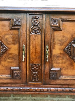 19th Century Catalan Spanish Buffet with 2 Doors and Mirror Crest-NOU-1076356