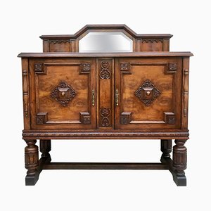 19th Century Catalan Spanish Buffet with 2 Doors and Mirror Crest-NOU-1076356