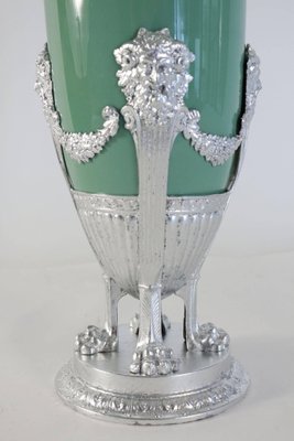 19th Century Celadon Vase in Faience, Silver-Plate & Silver Leaf-WFS-744695