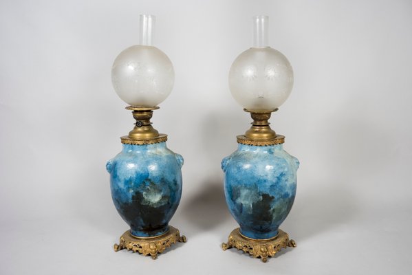 19th Century Ceramic Table Lamps, 1870s, Set of 2-VRR-1435820