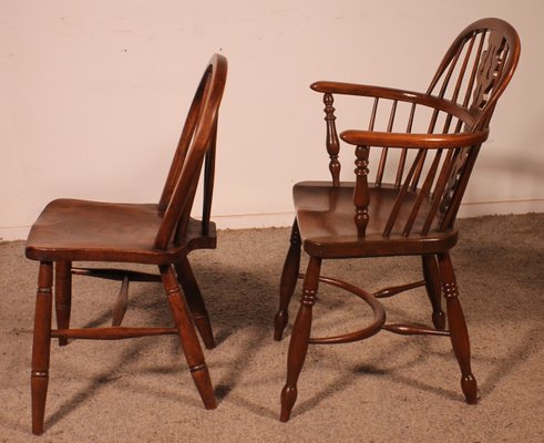 19th Century Chairs and Two Windsor Armchairs, Set of 6-HPU-2018296