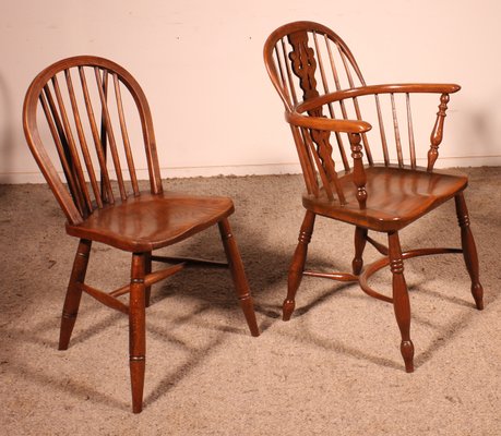 19th Century Chairs and Two Windsor Armchairs, Set of 6-HPU-2018296