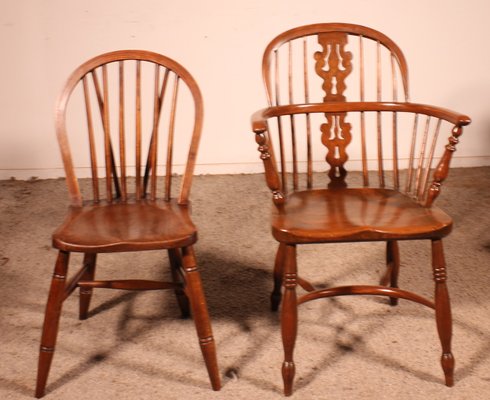 19th Century Chairs and Two Windsor Armchairs, Set of 6-HPU-2018296