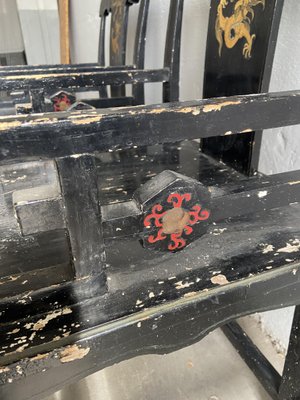 19th Century Chinese Chairs in Lacquered Black Wood with Gilt Decoration, 1890s, Set of 2-DHH-1419562