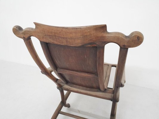 19th-Century Chinese Moon Gazer Lounge Chair In Solid Wood-ZO-830636