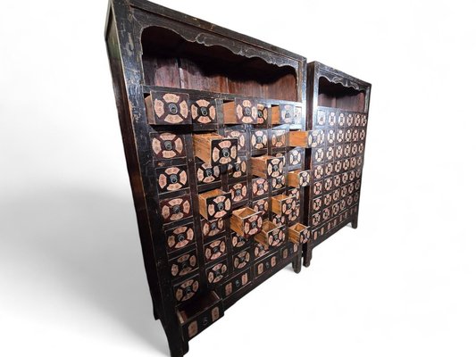 19th Century Chinese Pharmacy Cabinets, 1860, Set of 2-FDW-2039596