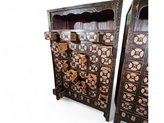 19th Century Chinese Pharmacy Cabinets, 1860, Set of 2-FDW-2039596