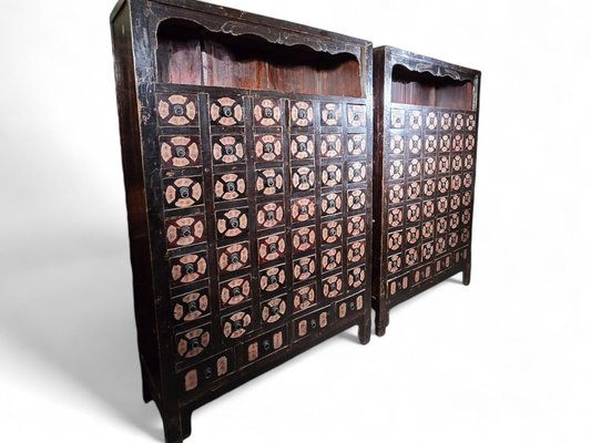 19th Century Chinese Pharmacy Cabinets, 1860, Set of 2-FDW-2039596