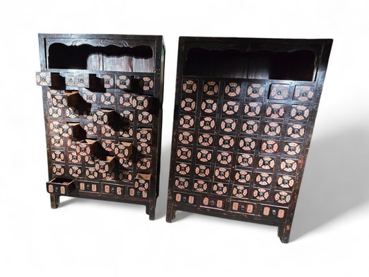 19th Century Chinese Pharmacy Cabinets, 1860, Set of 2-FDW-2039596