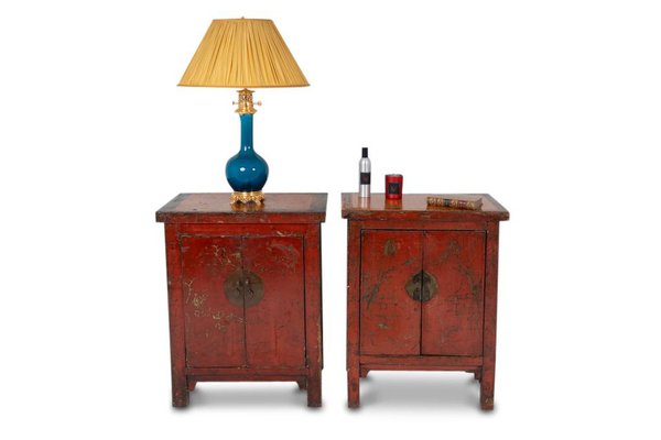 19th Century Chinese Red Lacquer Sideboards, Set of 2-CEJ-1821450