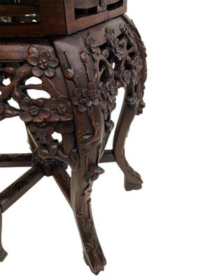 19th Century Chinese Side Table or Plant Stand with Marble Top-UCH-1224233