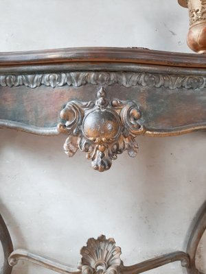 19th Century Console Table with Patina in Gold, Cognac and Petrol Tones-TDA-1376456