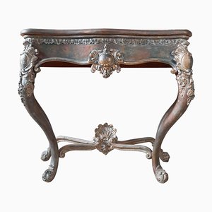 19th Century Console Table with Patina in Gold, Cognac and Petrol Tones-TDA-1376456