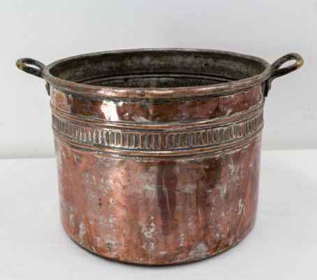 19th Century Copper Jardinière Planter With Two Handles, South of France-RIU-1277990