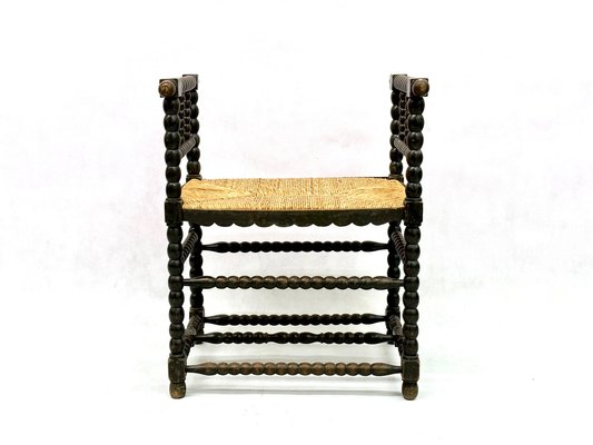 19th Century Dutch Jacobean Style Ebonised Oak Bobbin Bench-ZCY-1799596