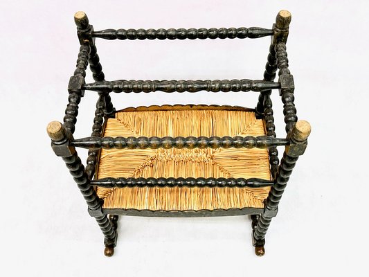 19th Century Dutch Jacobean Style Ebonised Oak Bobbin Bench-ZCY-1799596