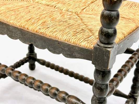 19th Century Dutch Jacobean Style Ebonised Oak Bobbin Bench-ZCY-1799596