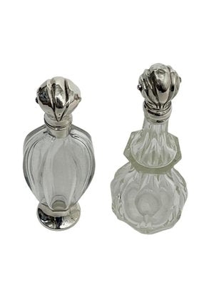 19th Century Dutch Silver and Crystal Scent or Perfume Bottles, Set of 2-UCH-1224957