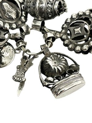 19th Century Dutch Silver Chatelaine with 4 Cachets and Charms-UCH-1224261