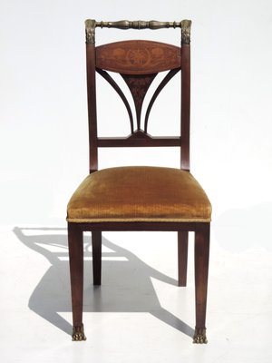 19th Century Empire Marquetry and Bronze Side Chair, Italy-KGD-928659