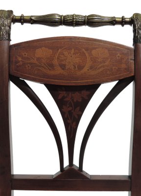 19th Century Empire Marquetry and Bronze Side Chair, Italy-KGD-928659