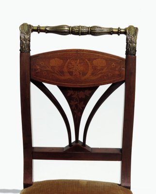 19th Century Empire Marquetry and Bronze Side Chair, Italy-KGD-928659