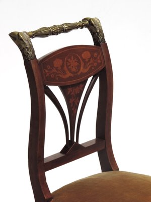 19th Century Empire Marquetry and Bronze Side Chair, Italy-KGD-928659