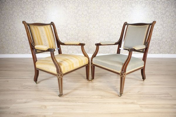 19th Century English Armchairs in Sheraton Style, Set of 2-CYY-2031349