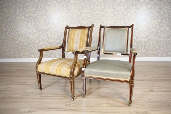 19th Century English Armchairs in Sheraton Style, Set of 2-CYY-2031349