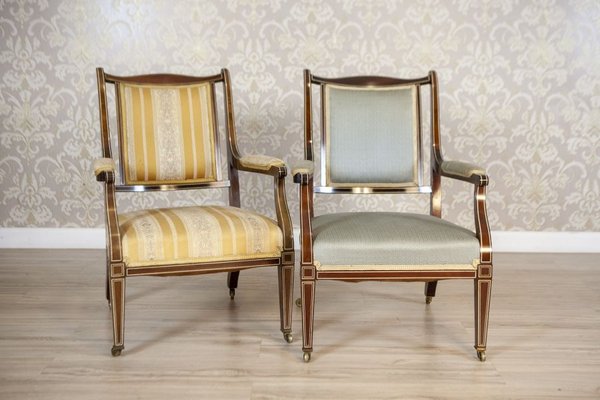 19th Century English Armchairs in Sheraton Style, Set of 2-CYY-2031349