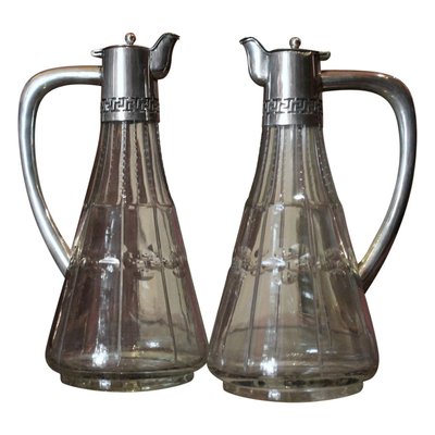 19th Century English Cut Glass and Sterling Silver Oil and Vinegar Cruet Set, Set of 2-AXE-1433465