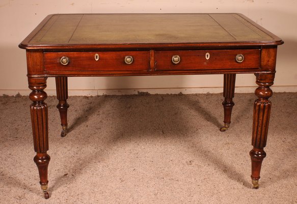 19th Century English Mahogany Partner Desk-HPU-1314594