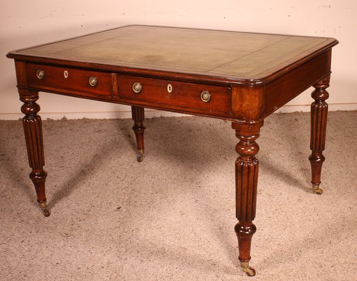 19th Century English Mahogany Partner Desk-HPU-1314594