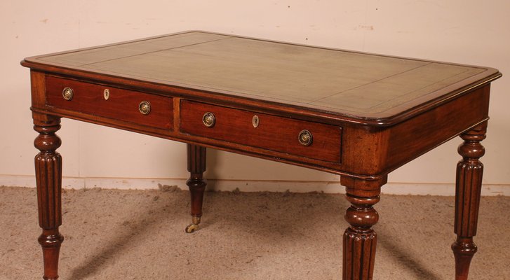 19th Century English Mahogany Partner Desk-HPU-1314594