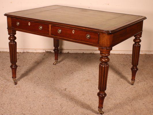 19th Century English Mahogany Partner Desk-HPU-1314594