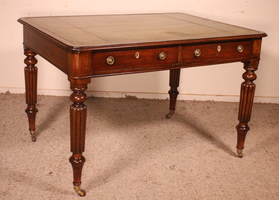 19th Century English Mahogany Partner Desk-HPU-1314594