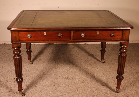 19th Century English Mahogany Partner Desk-HPU-1314594