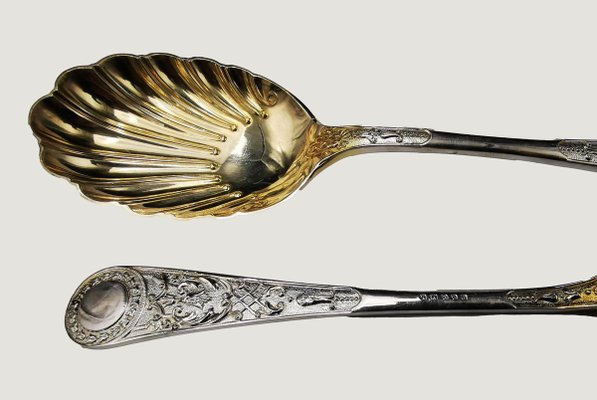 19th Century English Silver Serving Cutlery, Set of 2-ZCI-752607