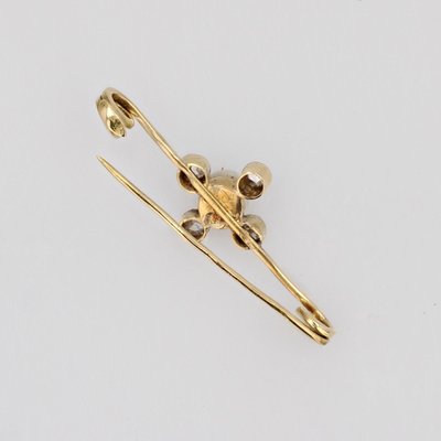 19th Century Fine Pearl Diamonds 18 Karat Yellow Gold Pin Brooch-OLU-1815851