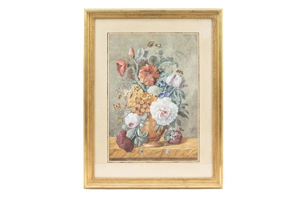 19th Century Flowers Bouquets Gouaches, Set of 2-CEJ-626744